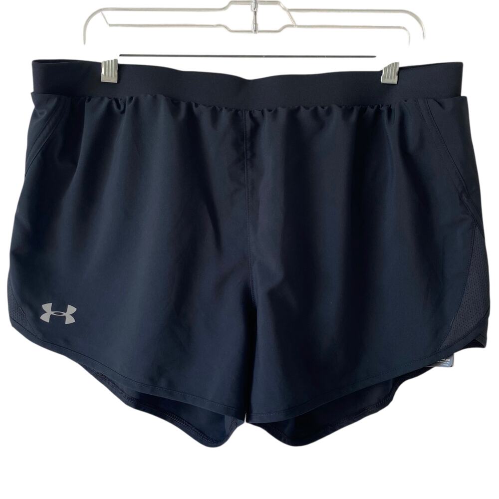 NEW UNDERARMOUR Black Running Shorts Loose Fit w/ Built in Brief Size XL